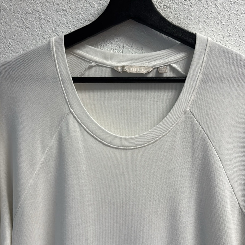 Athleta Modal White Asymmetrical Ribbed Long Sleeve light sweater sweatshirt M - Picture 3 of 7
